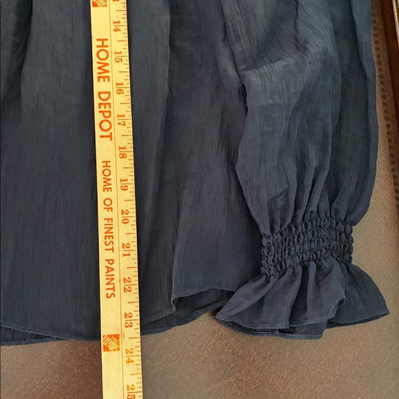 French Connection Navy Smocked Blouse - Picture 10 of 10